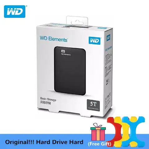 Оригинал! Жесткий диск Western Digital WD Elements, жесткий диск HDD 2,5 дюйма, 5T HDD USB, портативный внешний жесткий диск, 1 ТБ/2 ТБ/4 ТБ/5 ТБ