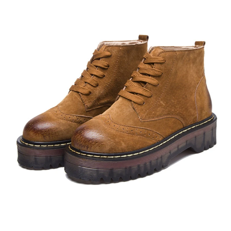 Мотоциклетные ботинки на плоской платформе женская обувь сезон осень-зима