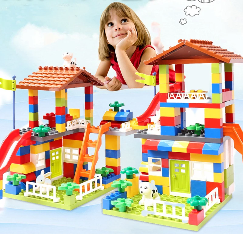 89PCS Big Building Blocks Colorful Bulk Bricks With Figure Accessories Compatible big blocks DIYToys for Children Gifts | Игрушки и