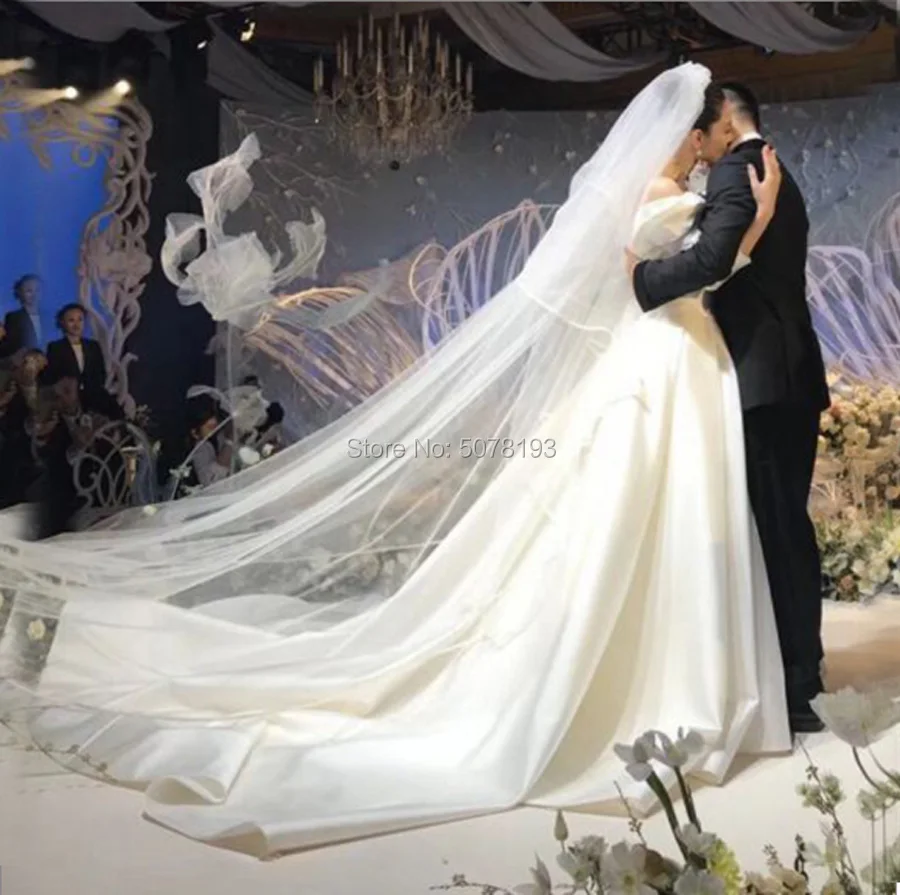 8148boat-neck off-the-shoulder natural A-line floor-length matte satin wedding dresses/gowns 2019 Celebrity Dress free shipping | Свадьбы и