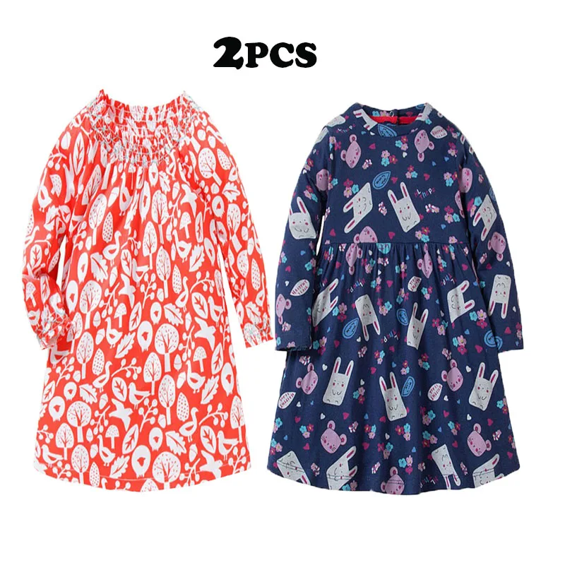 Jumping New Brand Long Sleeve Dresses Floral 100% Cotton Baby Clothes for Autumn Winter Girl Party Birthday Gift Costume | Детская