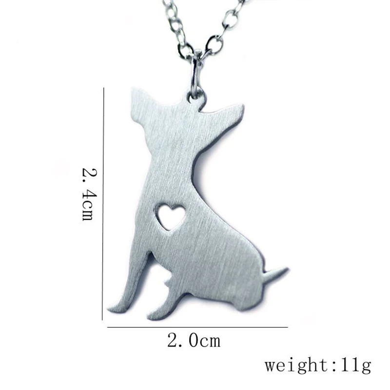 Симпатичные собаки чихуахуа из нержавеющей стали ожерелье серебро Цвет металла