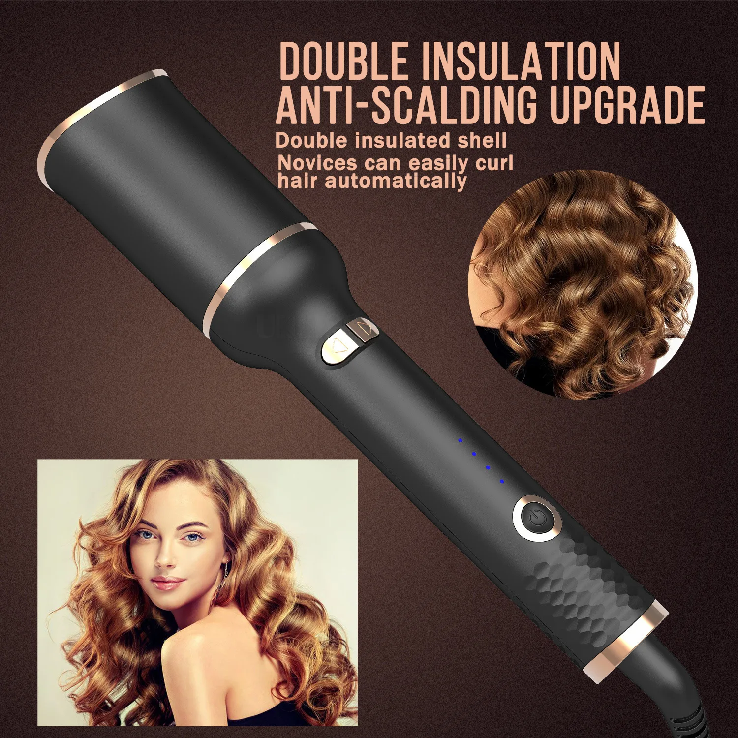 

Automatic Electric Black Spiral Curler Curling Rod Lazy Automatic Rotation Anion Curlers