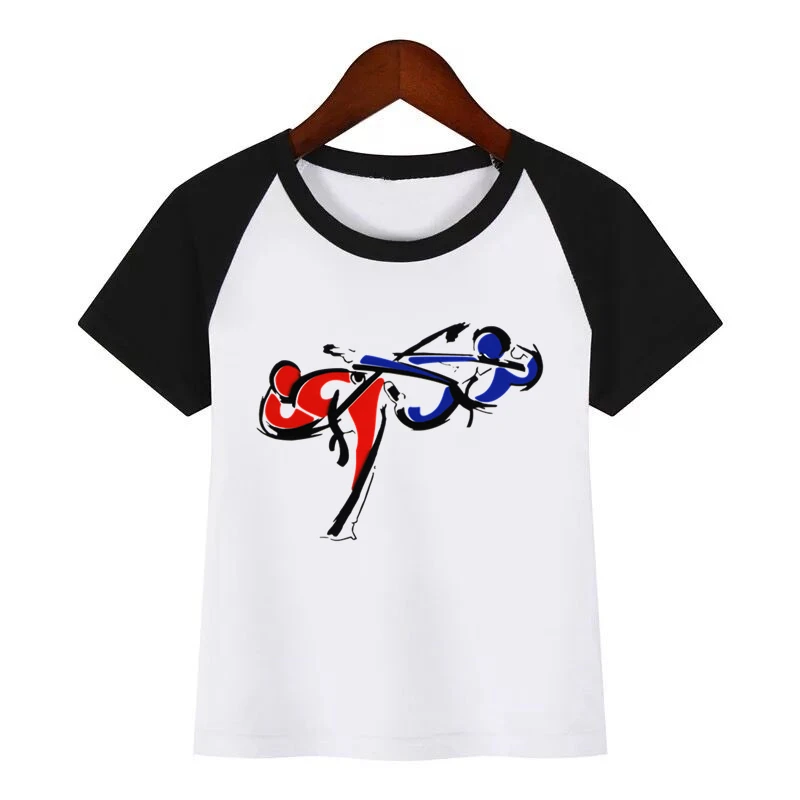 Футболка детская летняя с круглым вырезом и принтом тхэквондо | Мать ребенок
