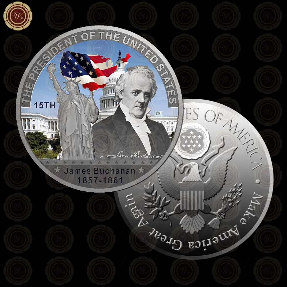 WR Коллекционная Посеребренная американская 2th President John Adams металлическая монета/w чехол креативный вызов монета подарок на день отца 40x3 мм - Цвет: Style 15