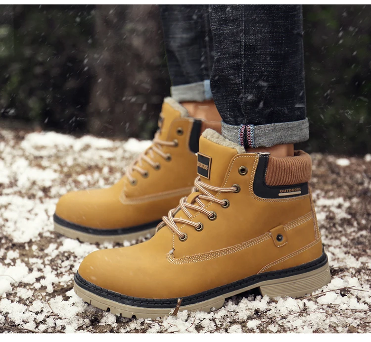 Men Snow Boots With Fur Winter Warm Outdoor Shoes Mens Sneakers Non-slip Rubber Ankle Boots Waterproof Botas De Hombre Warm Shoe