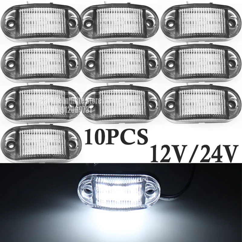 

10PCS Warning Light 6LED Diode Light Oval Clearance Trailer Truck Orange White Red LED Side Marker Lamp 12V 24V Truck Accessorie