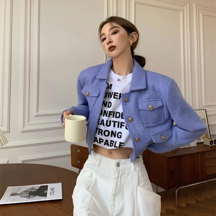 

Small Fragrant Wool Coat Short Style Loose Long Sleeve Temperament Autumn French Fried Street Top Z326a