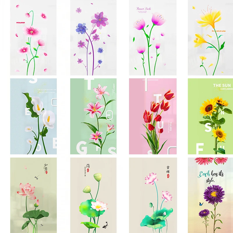 

Plant potted flower anti-glare bathroom electrostatic frosted glass sticker bathroom glass door window anti-peep opaque film