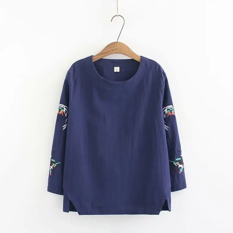 

Plus size 4XL Embroidered long sleeve women t shirt 2019 O Neck t-shirt women tops tshirt spring & autumn tee shirt femme