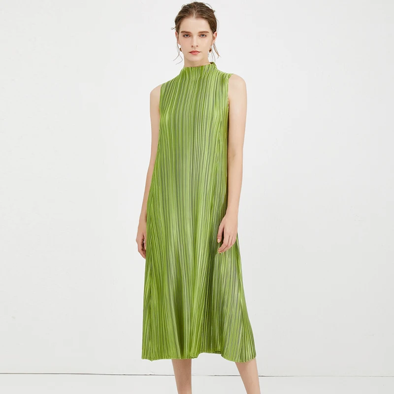 Женское платье без рукавов Miyake плиссированное в стиле бохо Пляжное