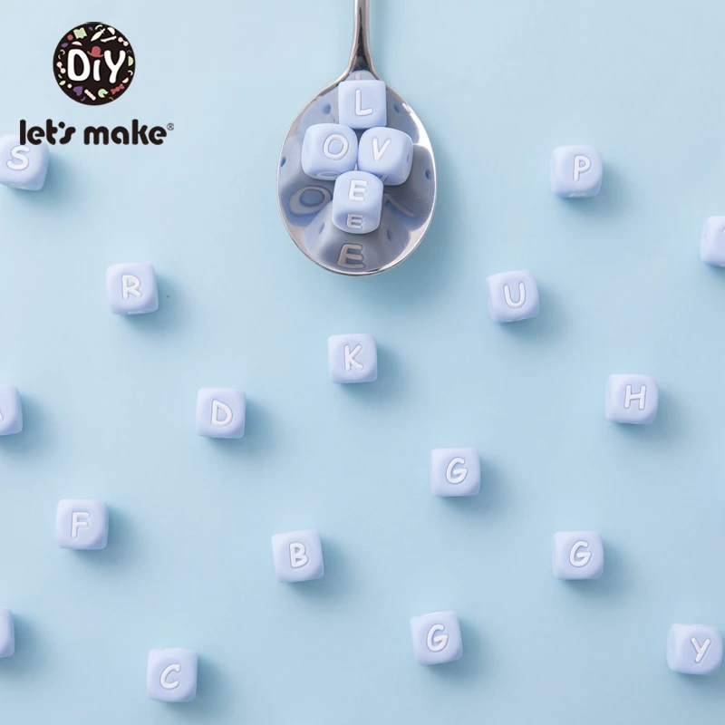 Let's Make-juguetes mordedores de silicona para beb&eacute;, cuentas de letras de silicona de grado alimenticio, collar para masticar, juguetes de dentici&oacute;n para beb&eacute;, 20 Uds.-2