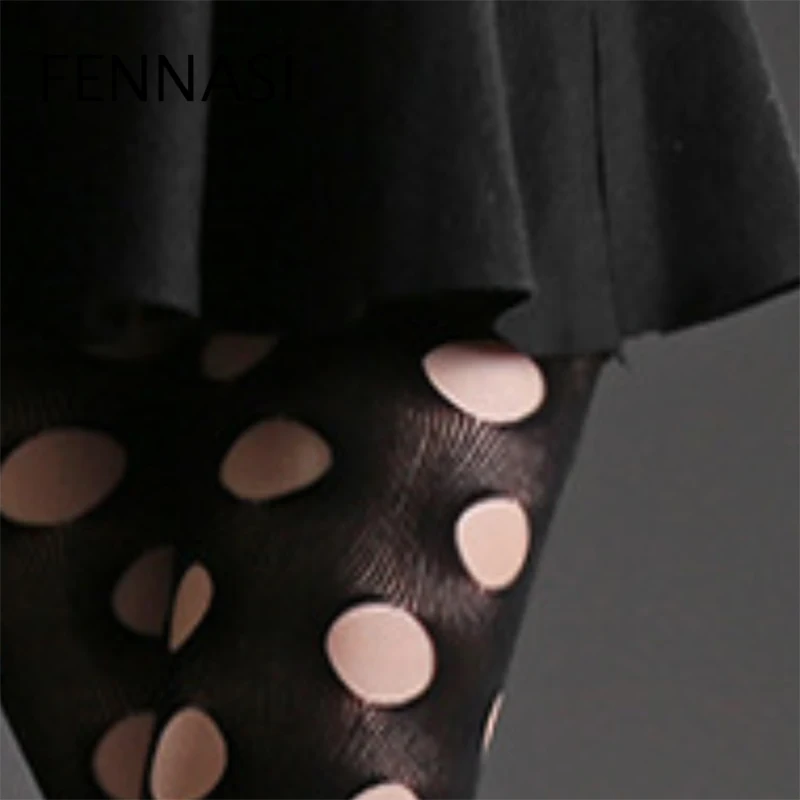

FENNASI Sexy Big Hole Polka Dot Pantyhose For Women Thin Colorful Fashion Nylon Fishnet Tights Vintage Hollow Out Pantyhose