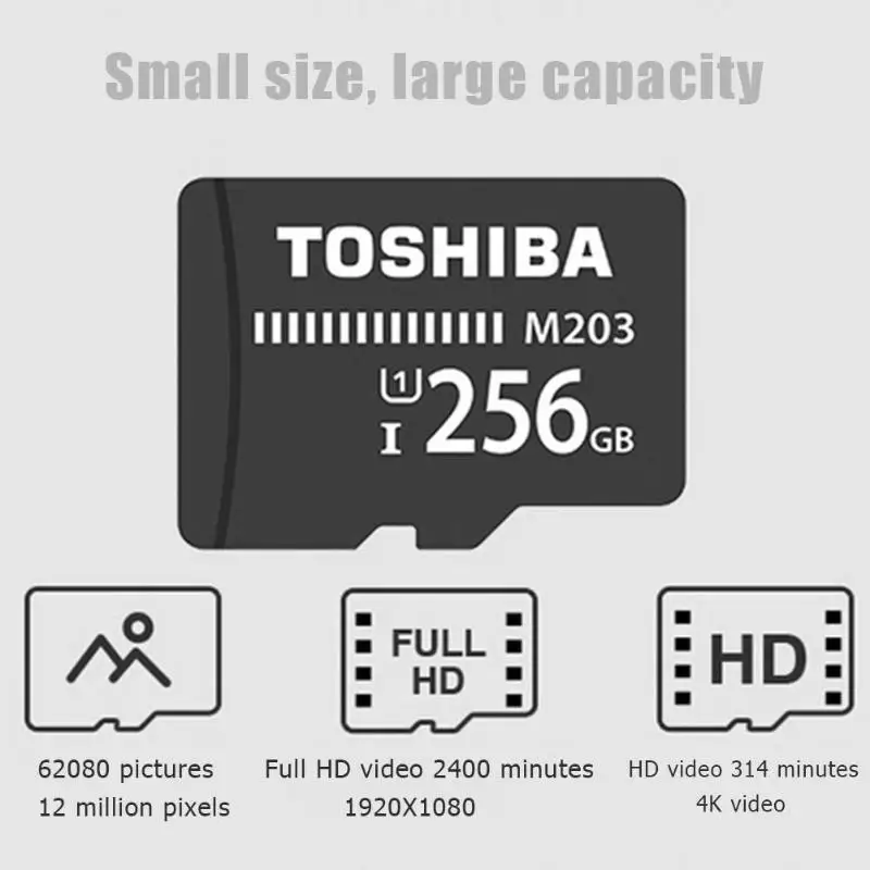 Toshiba M203 Автомобильный видеорегистратор C10 Micro SD карта IPX7 4K FHD видео TF памяти |