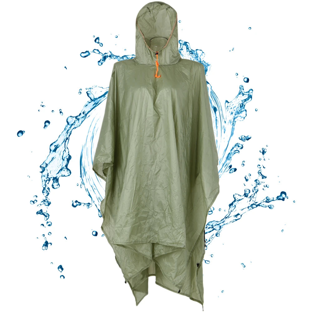 Водонепроницаемый дождевик-пончо ультралегкий дождевик с капюшоном нейлоновый