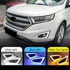 2 шт Автомобильный светодиодный дневные ходовые огни для Ford Edge 2015 2016 2017 2018 дневные ходовые огни светильник с желтым siganl колпак противотуманных фар