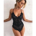 Женское прозрачное кружевное нижнее белье Meihuida, прозрачное полупрозрачное Боди без рукавов, однотонная Пижама, Эротические комплекты