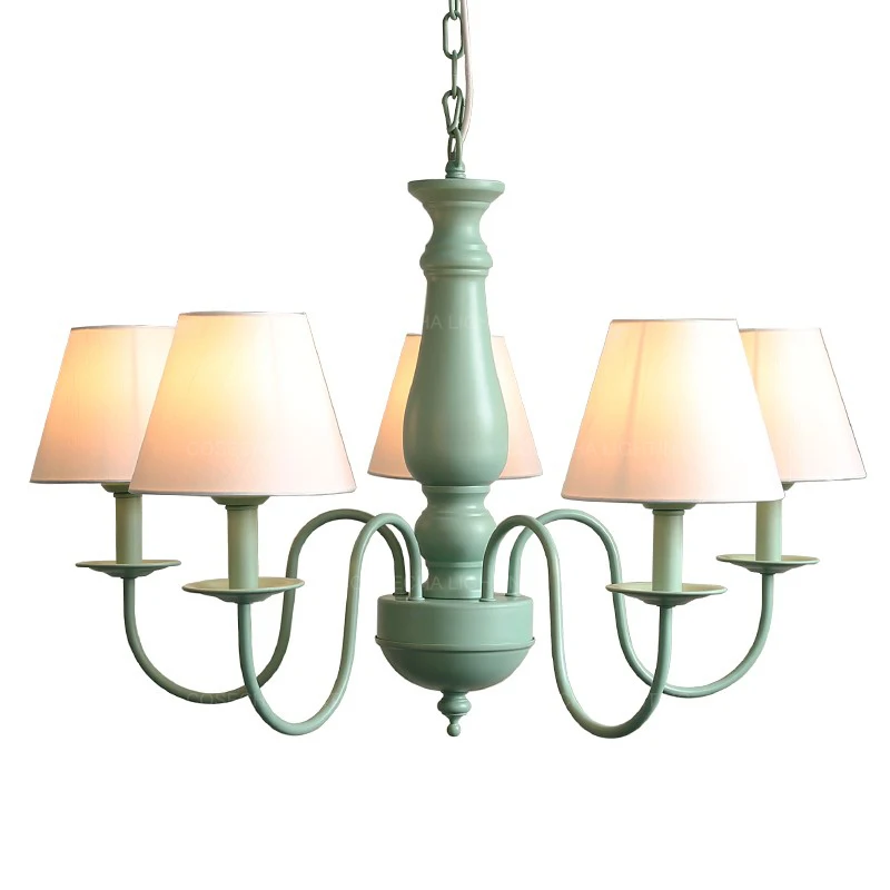 Современные Люстры в скандинавском стиле с тканевым абажуром синяя элегантная