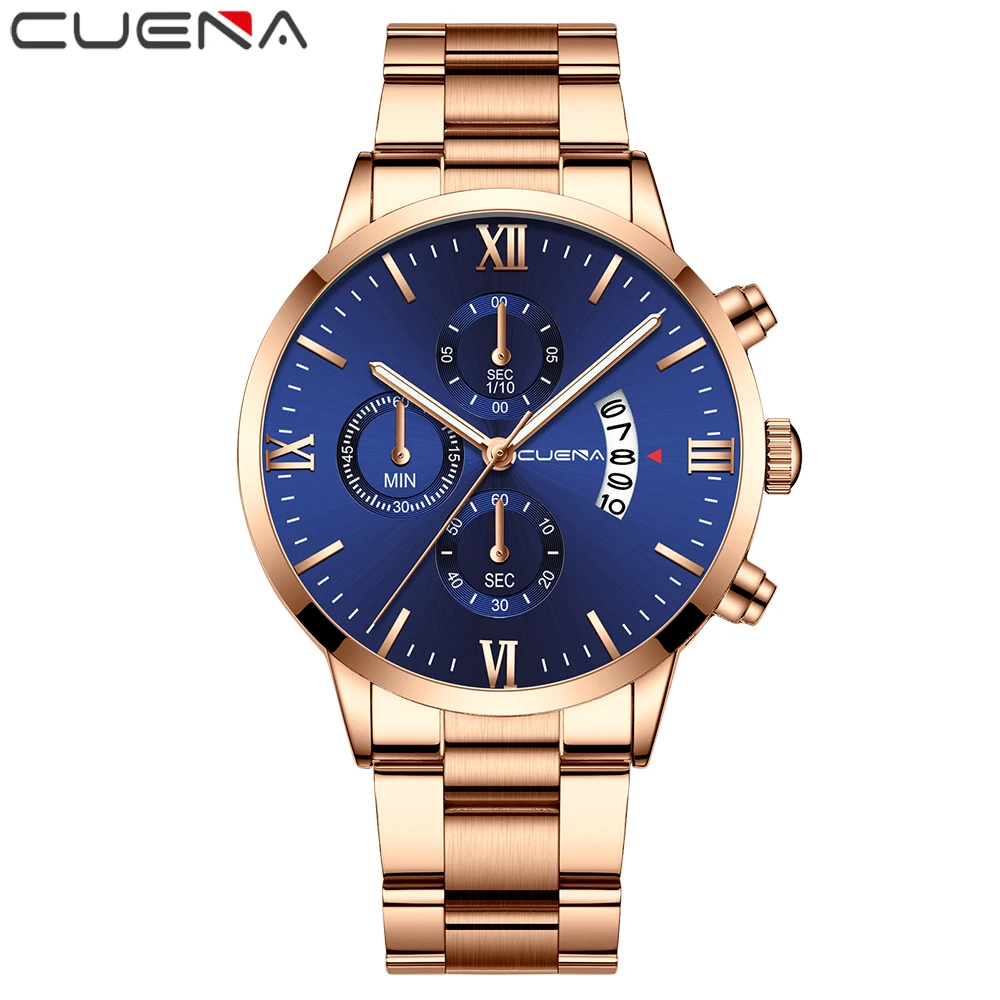 Часы-Хронограф Мужские кварцевые из нержавеющей стали | Наручные часы