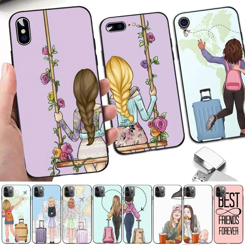 

Girls Bff Best Friends Forever Phone Case for iphone 13 8 7 6 6S Plus X 5S SE 2020 XR 11 12 pro XS MAX