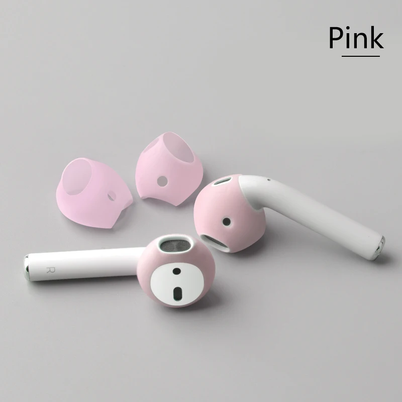 pink 2 пары мягкий ультра тонкий Противоскользящий силиконовый чехол полное покрытие для Apple AirPods 1 2 Earpods Модные цветные наушники - Цвет: pink