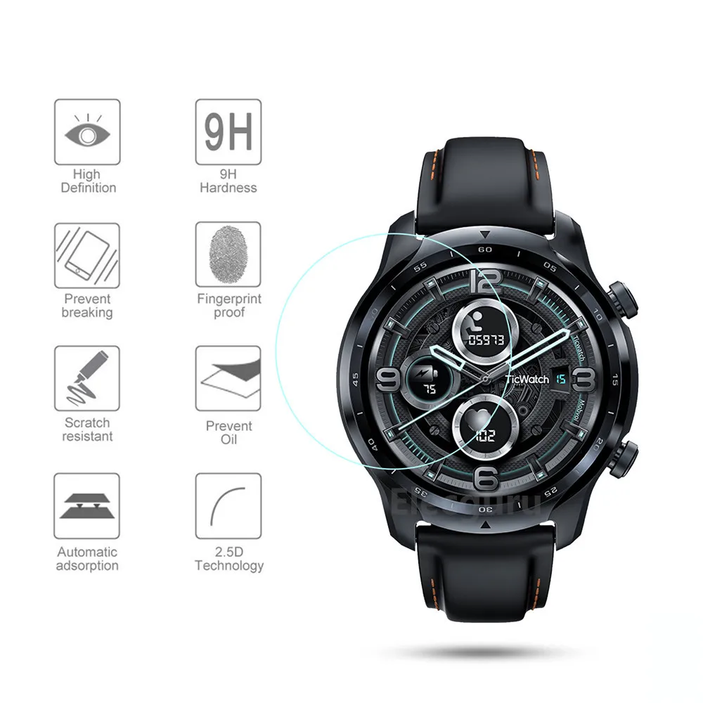 3 pack for ticwatch pro 3 gps smartwatch tempered glass screen protector 9h protective film scratch resistant anti shatter guard free global shipping