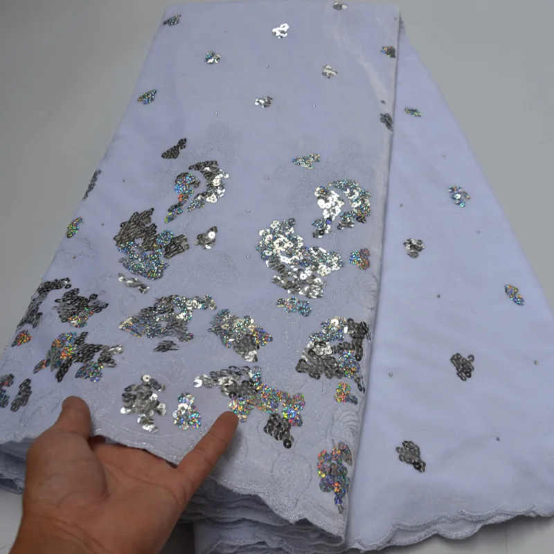 (5 ярдов/шт.) Мягкая африканская Бархатная сетчатая кружевная ткань с блестящими