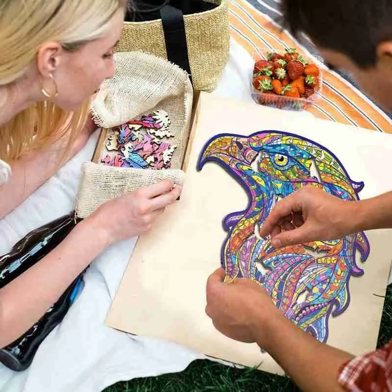 

New Wooden Puzzles Animal Jigsaw Puzzles Mysterious Eagle Puzzle Gift Kids Educational Fabulous Gift Interactive Games Toy