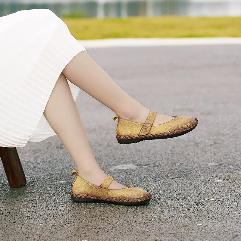 Johnature/Новинка 2020 года сезон весна женская обувь на плоской подошве из натуральной