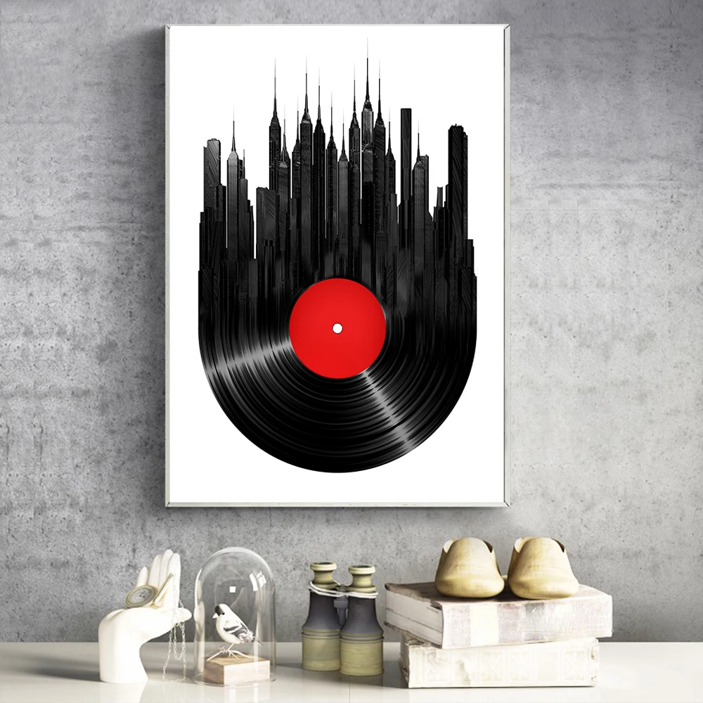 

Nordic Classical Vinyl Records CD Wall Art Poster Modern Minimalist Black and White Canvas Paintings for Living Room Home Decor