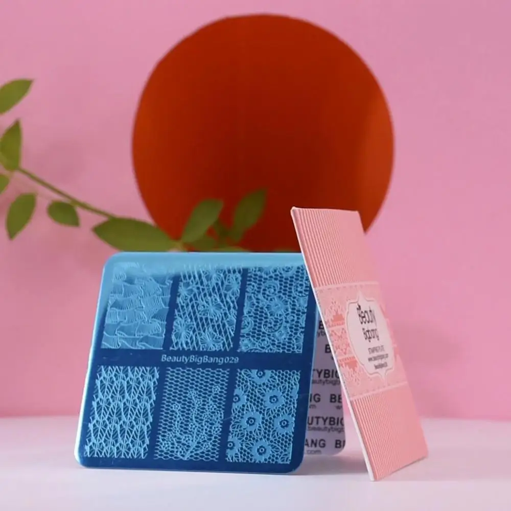 BEAUTYBIGBANG 6*6 см квадратные пластины для штамповки ногтей кружевной Цветочный узор для ногтей штамп штамповка шаблон и форма для ногтей трафареты