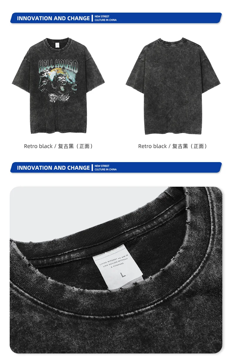 Футболка мужская с графическим принтом волка хлопковая Повседневная тенниска