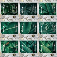 1 pcs big green leaves placemat tropical anti slip table mats coaster indoor kitchen room place mats