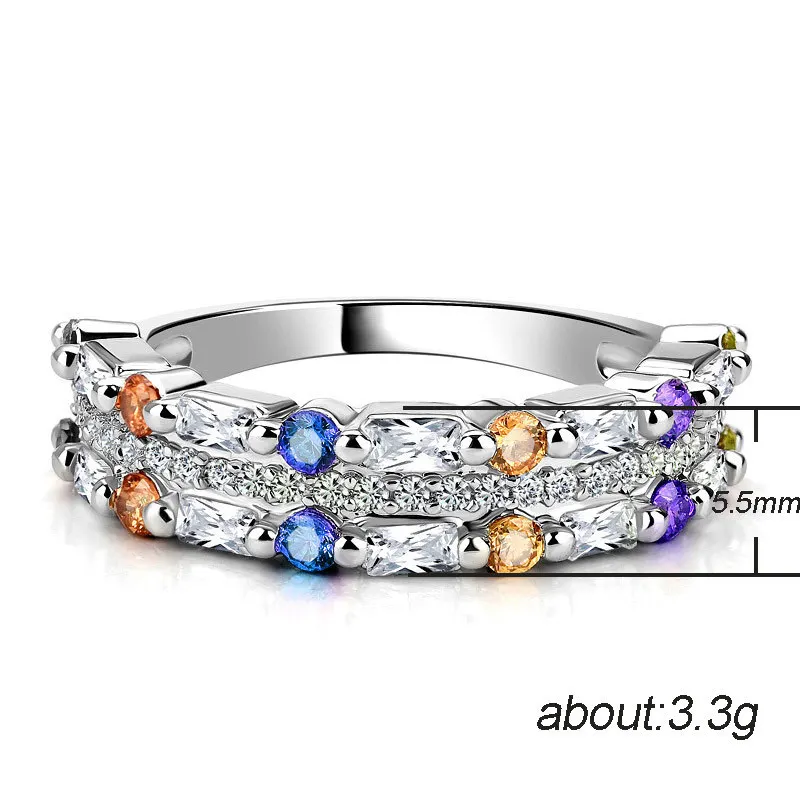 Женские Ювелирные кольцо с камнями из серебра 925 пробы геометрическим рисунком