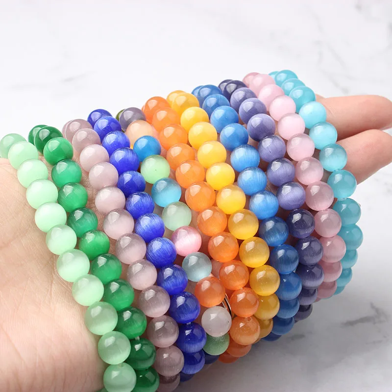 Модный стеклянный браслет LanLi 8 мм с красными оранжевыми желтыми зелеными