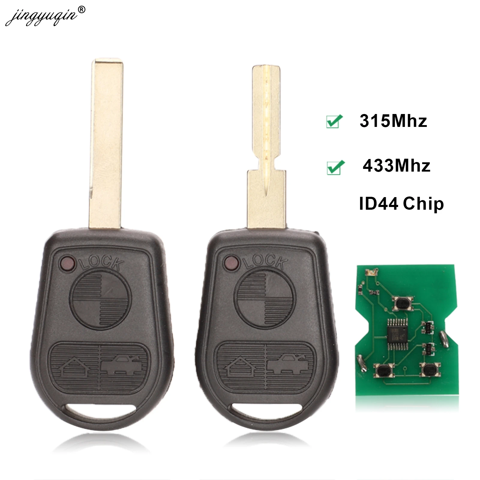 jingyuqin 315/433Mhz ID44 PCF7935 Chip 3 Button Remote Key Fob for BMW Z3 E31 E32 E34 E36 E38 E39 E46 Z3i HU58/HU92 Key Replace