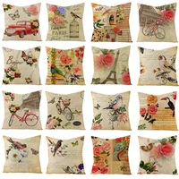 flower birds print cushion cover butterfly pattern pillowcase sofa decorative home decor throw pillow case pillows 4545cm