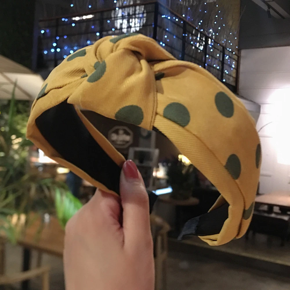 Модный бутик аксессуары для волос женская лента на голову в горошек широкая