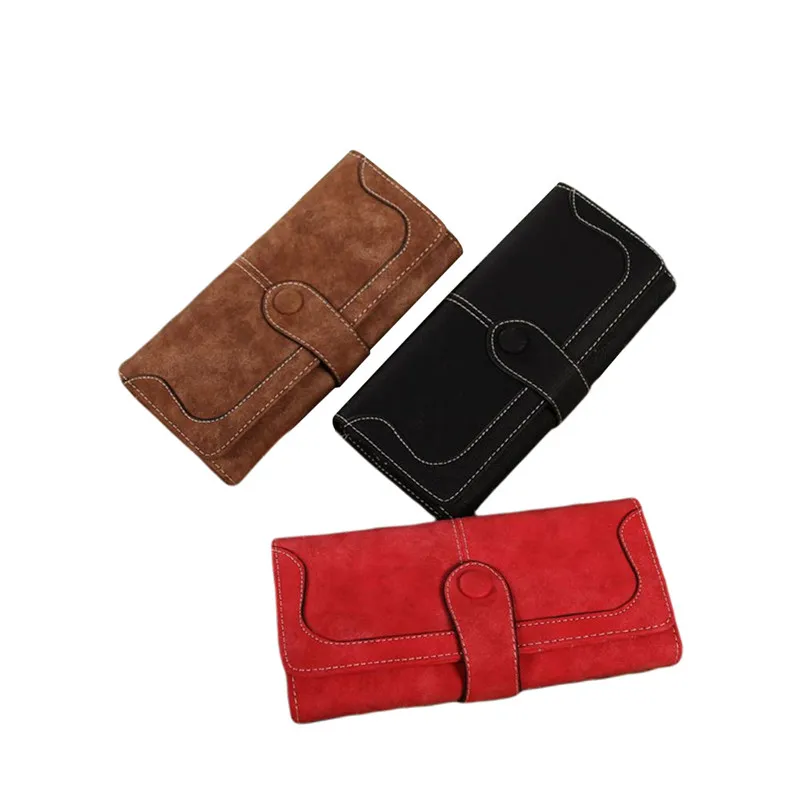 

Female Wallet Solid Color Wallet Long Change Purse PU Leather Card Holder for Women