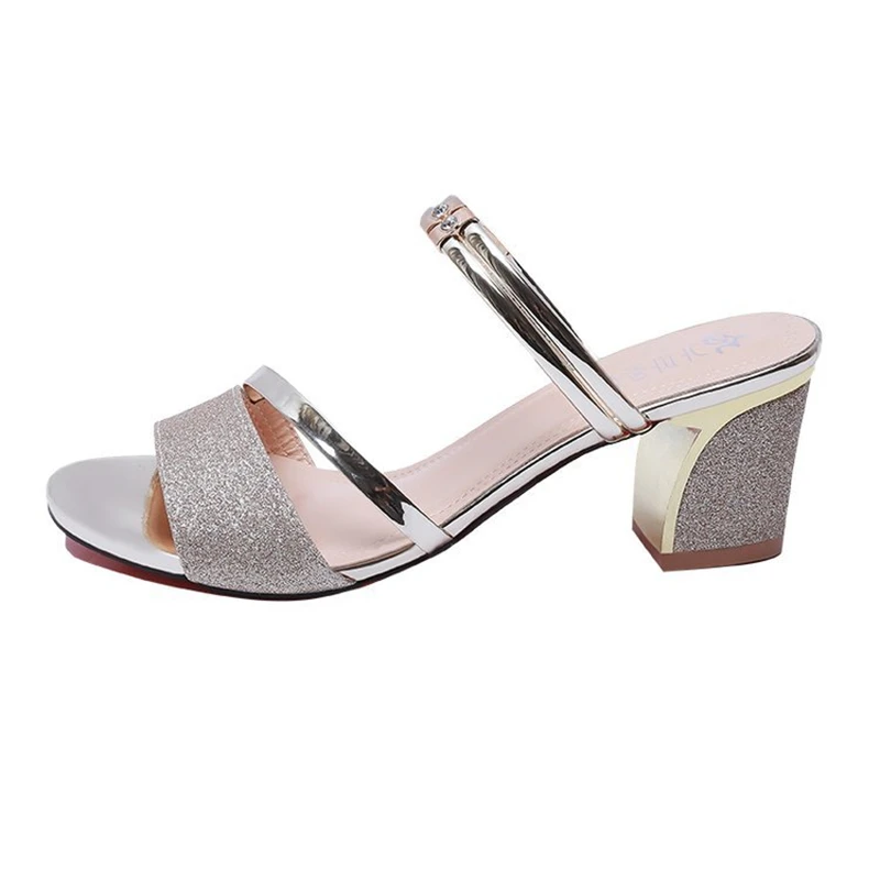 

Women's shoes 2021 summer Roman shoes, thick-heeled fish mouth high-heeled slippers, two Korean women's shoes