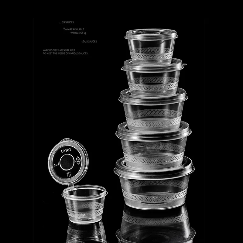 100 шт. одноразовые прозрачные чашки для соуса с крышкой | Дом и сад