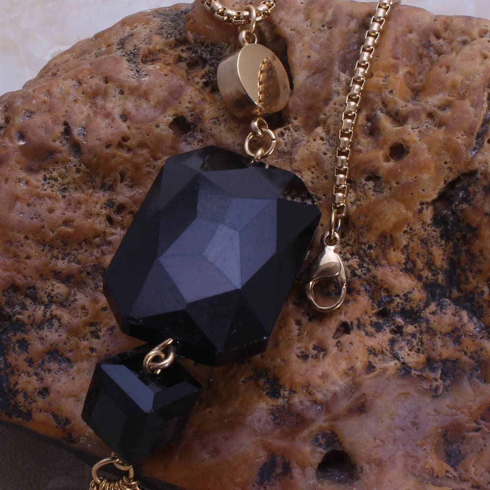 Мода из нержавеющей стали ювелирные изделия золота Цвет квадратный черный кулон