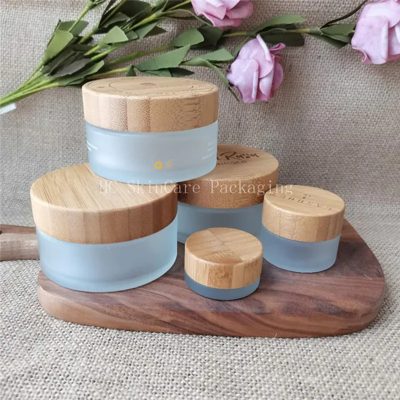 Containers Scrub Cosmetic Packaging With Bamboo Screw Lid 50g 100g 30g