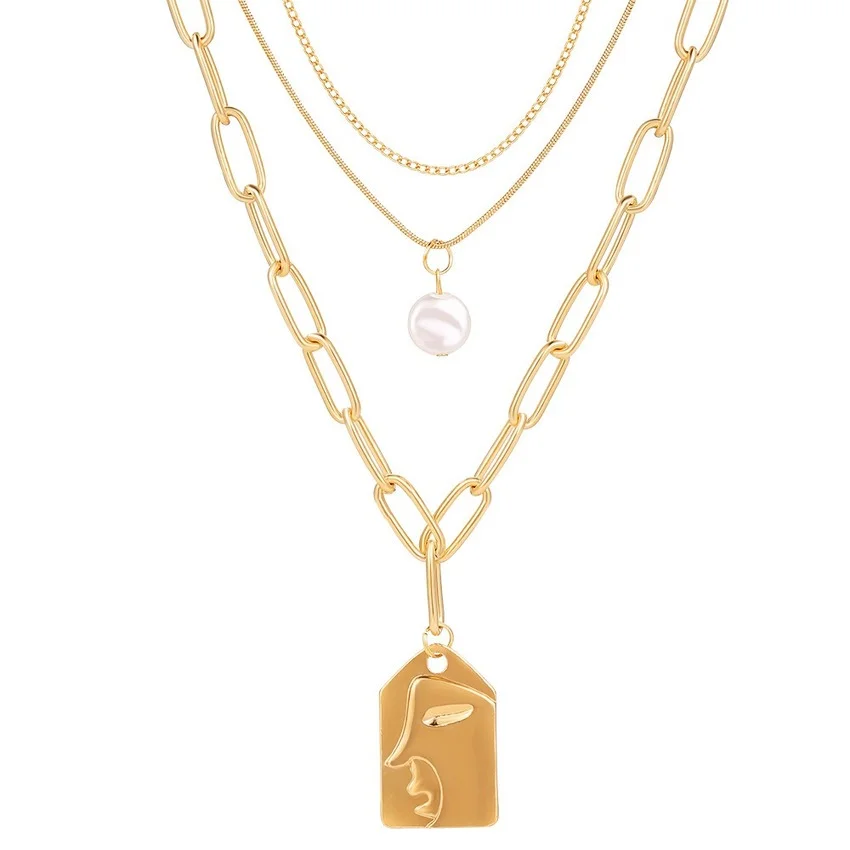 Модное асимметричное жемчужное ожерелье для женщин Золотистое Ожерелье-чокер с