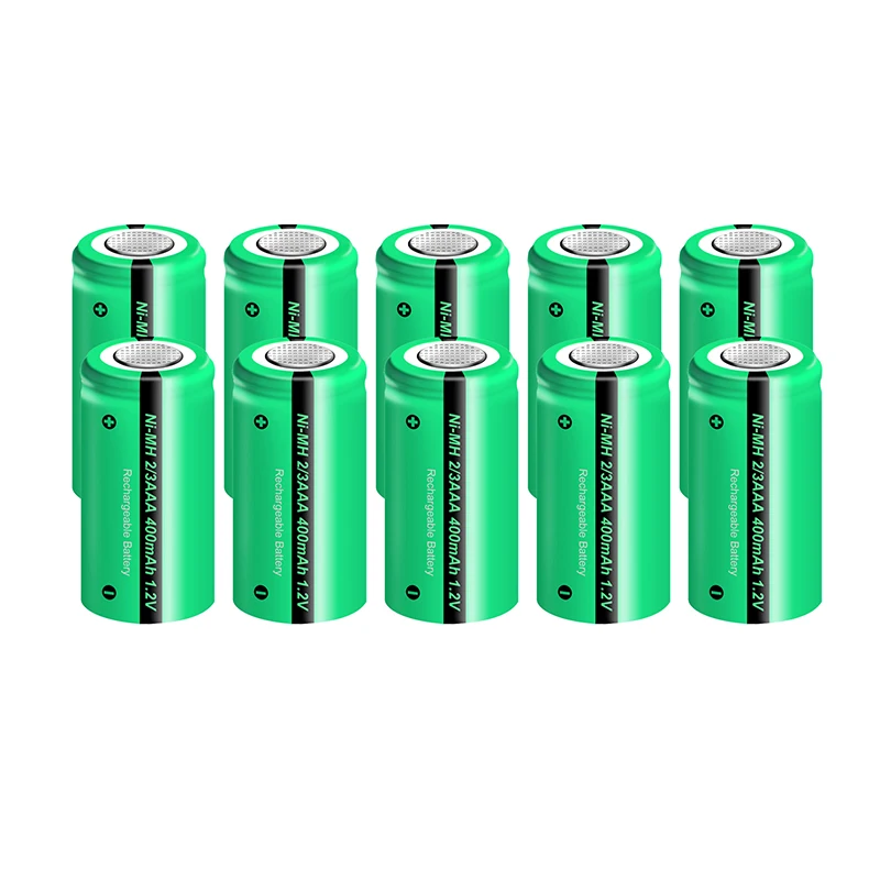 

10 шт. 2/3 aaa батарея 400 mah 1,2 v nimh 2 3 aaa аккумуляторные батареи с плоским верхом для солнечных световых игрушек