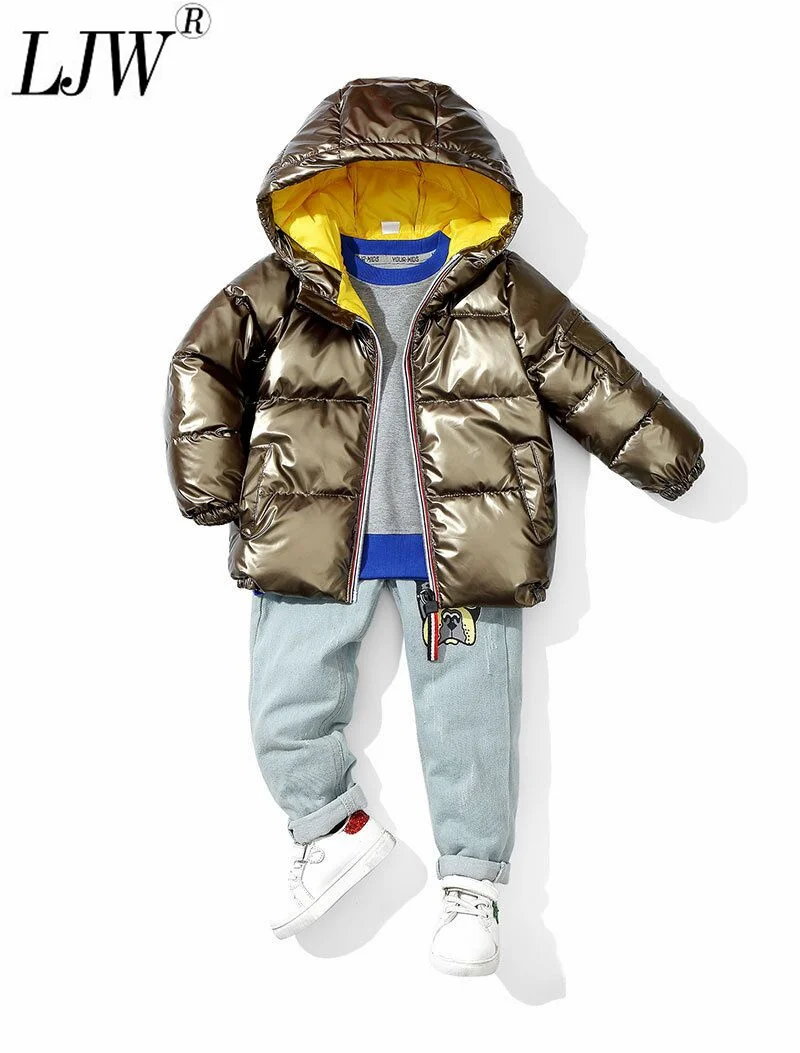 Пуховик детский зимний на белом утином пуху 90% утепленный короткий 2021 |