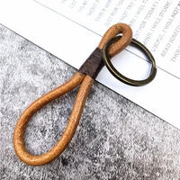 leather handmade key chain high quality lanyard personalized simple keyring anti lost buckle hanging cord for keys landyard