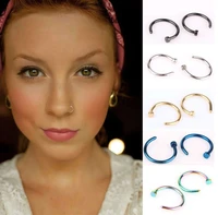 new c shaped fake nose ring hoop septum rings stainless steel ear nose lips rings clip earrings women fake piercing body jewelry