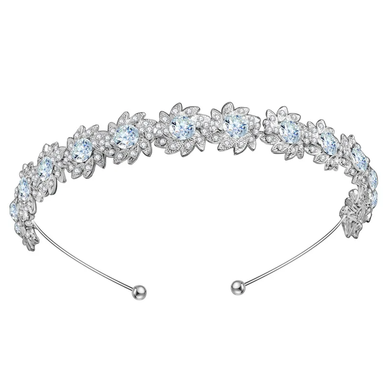 

Fine New Flower Bridal Wedding Crown Hair Band Alloy Princess Headdress Birthday Party Full Diamond Hair Accessories