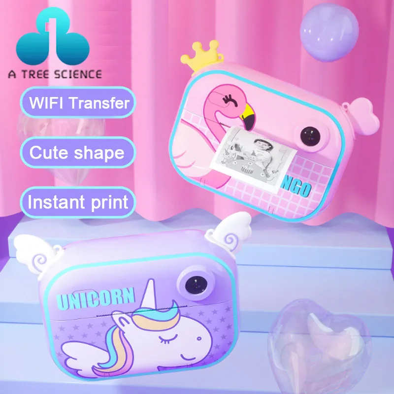 Детская фотокамера Мгновенной Печати камера 40 МП цифровая для детей с единорогом